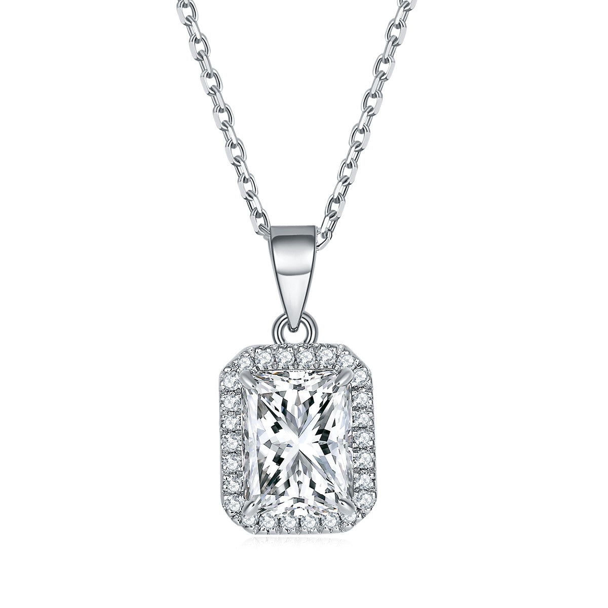 Radiant Cut Simulated Diamond Jewelry Set in Sterling Silver with White Gold Plating