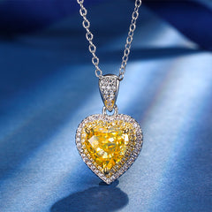 Heart-Cut Yellow Simulated Diamond Jewelry Set in White Gold-Plated Copper