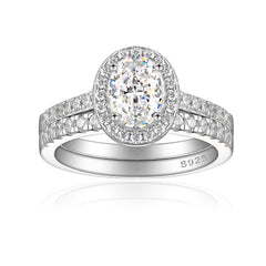 1.5-Carat Oval Cut Simulated Multi-Color Diamond Wedding Set with Halo & Accents Design