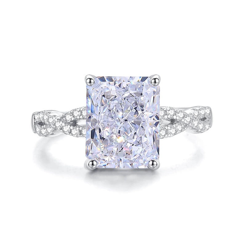 Radiant Cut Simulated Diamond Engagement Ring in Sterling Silver