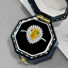 1.2-Carat Pear Cut Simulated Colorless Diamond Engagement Ring with Standard Setting