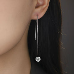 2-Carat Moissanite Threader Earrings in Sterling Silver with GRA Certificate