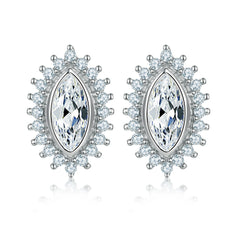 Elegant Marquise-Cut Simulated Diamond Jewelry Set in Sterling Silver with White Gold Plating