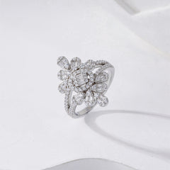 Intricate Full Diamond Micro-Pavé Engagement Ring with Pattern Reflection