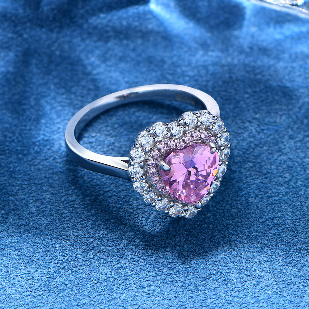 Heart-Cut Pink and Yellow Simulated Diamond Jewelry Set in Sterling Silver