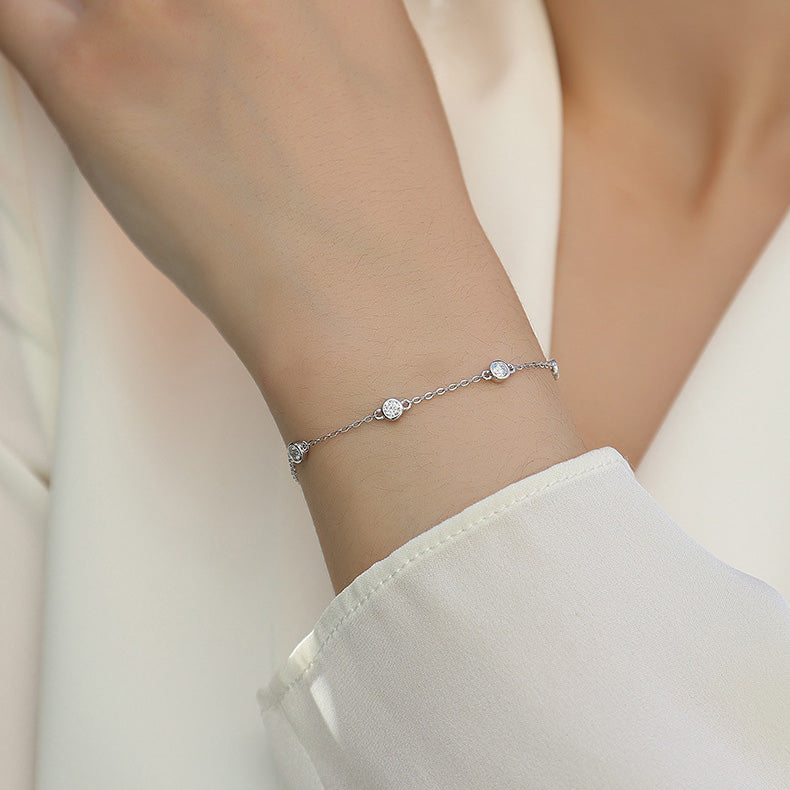 Moissanite Bubble Bracelet in Sterling Silver with White Gold Plating with GRA Certificate