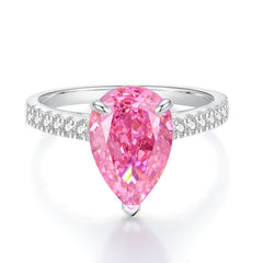 Accented 7.0-Carat Multi-Color Pear Cut Simulated Diamond Engagement Ring