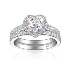 1.0-Carat Heart Cut Simulated Diamond Wedding Set with Accents & Halo Design