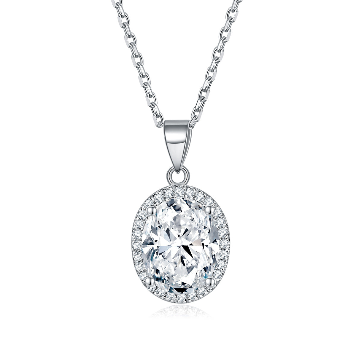 Oval Cut Simulated Diamond Jewelry Set in Sterling Silver with White Gold Plating