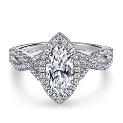 1.0-Carat Marquise Cut Simulated Colorless Diamond Halo Wedding Set