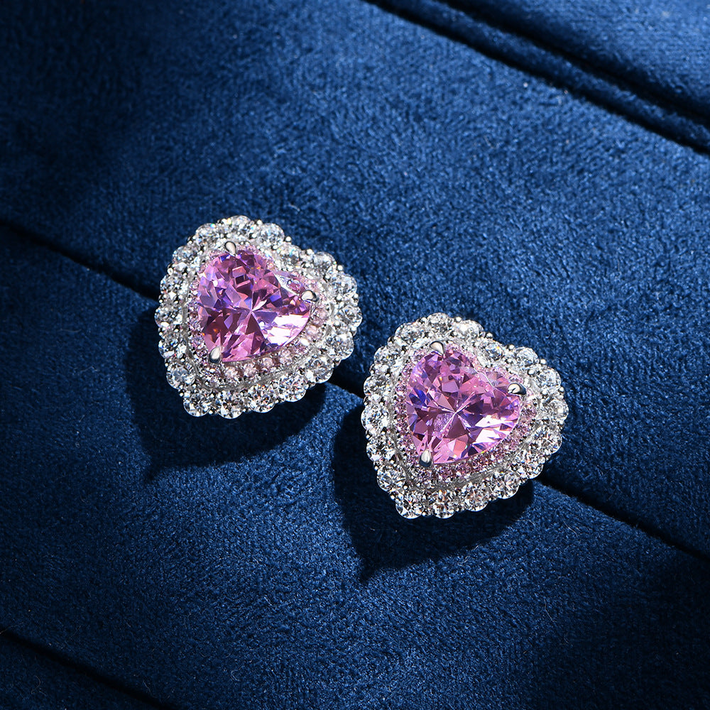 Heart-Cut Pink and Yellow Simulated Diamond Jewelry Set in Sterling Silver