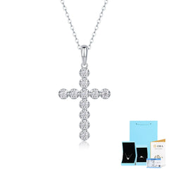 Moissanite Solitaire Pendant Necklace in Sterling Silver with White Gold Plating with GRA Certificate