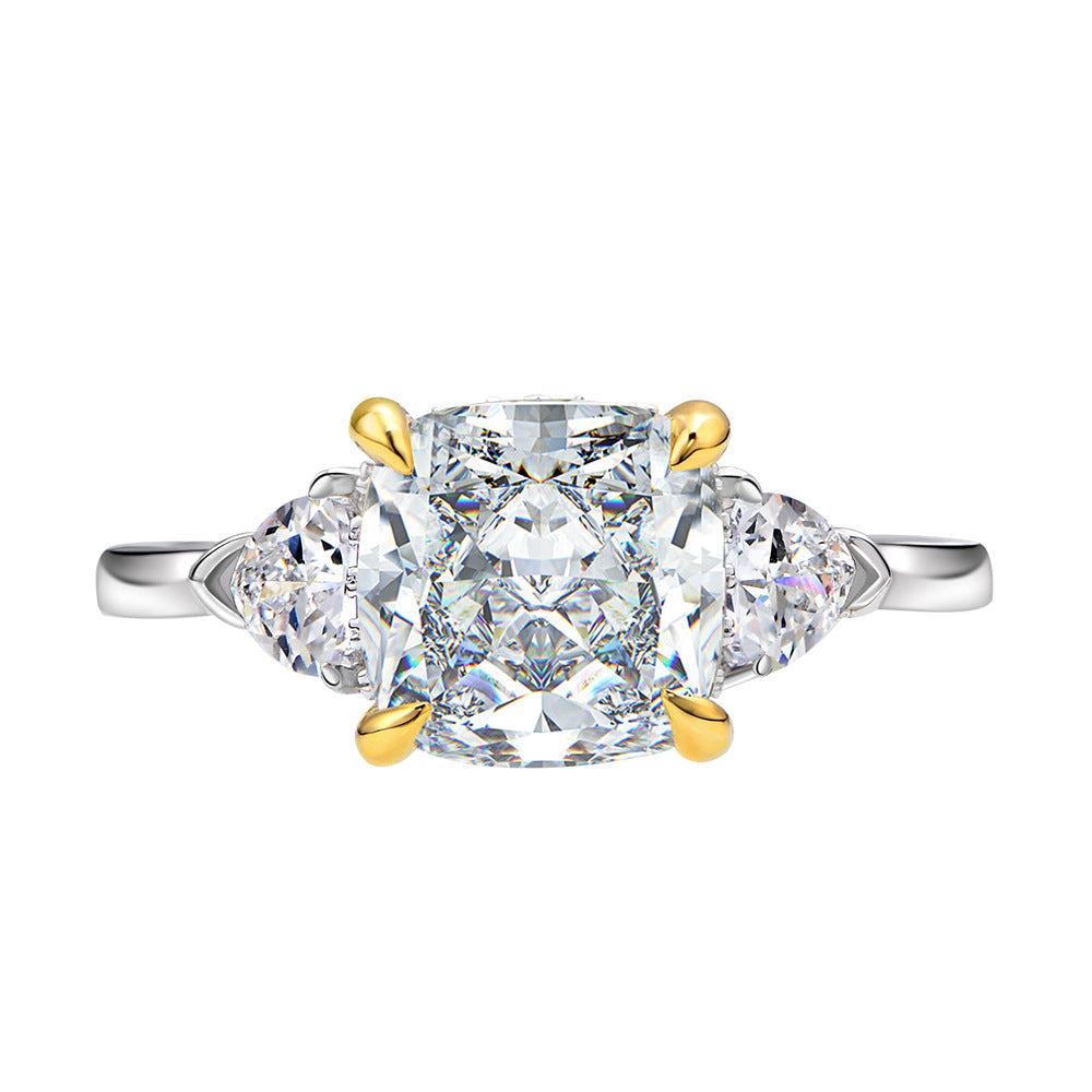 Three Stones 2.0-Carat Cushion Cut Simulated Diamond Engagement Ring