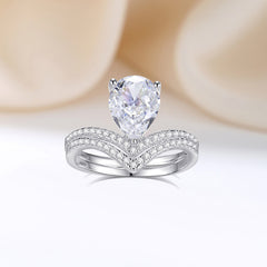 2.0 Carat Pear-Cut Simulated Diamond Wedding Set in Sterling Silver