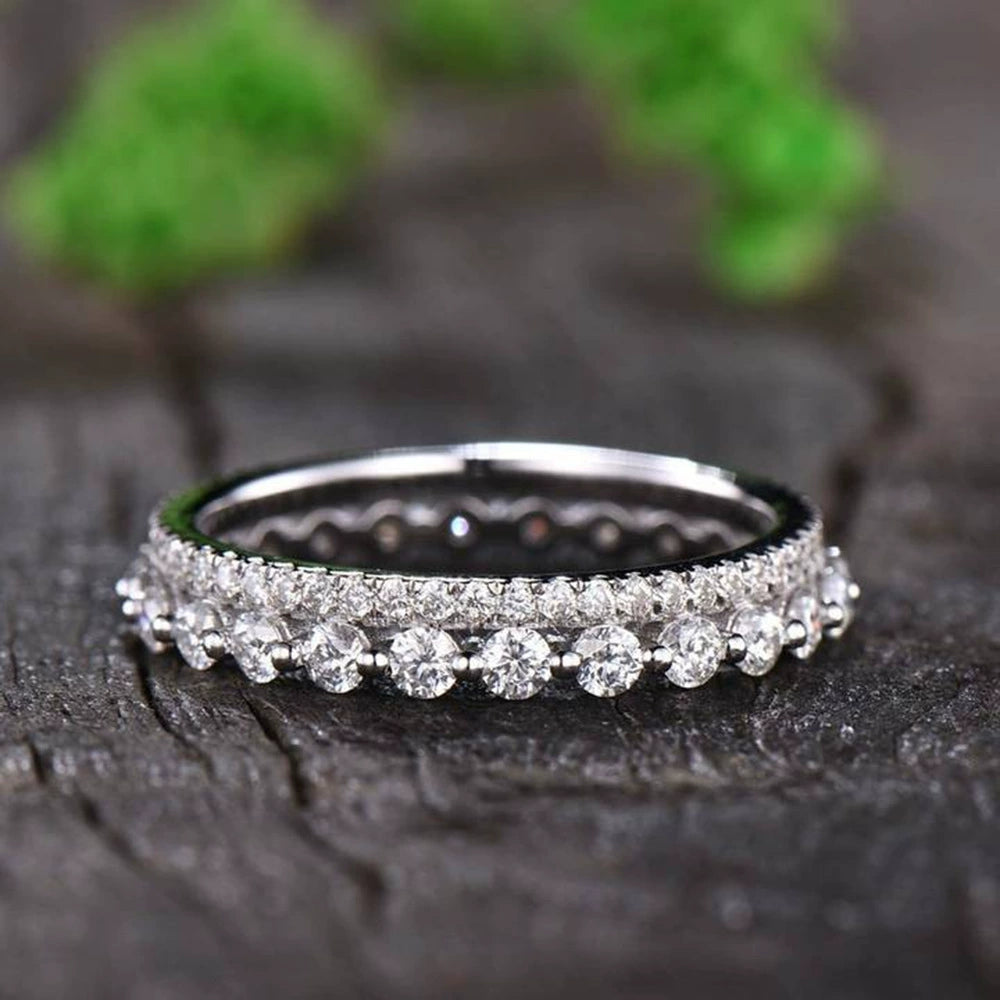 2-Piece Wedding Band Set with Sona Simulated Diamonds in 925 Sterling Silver