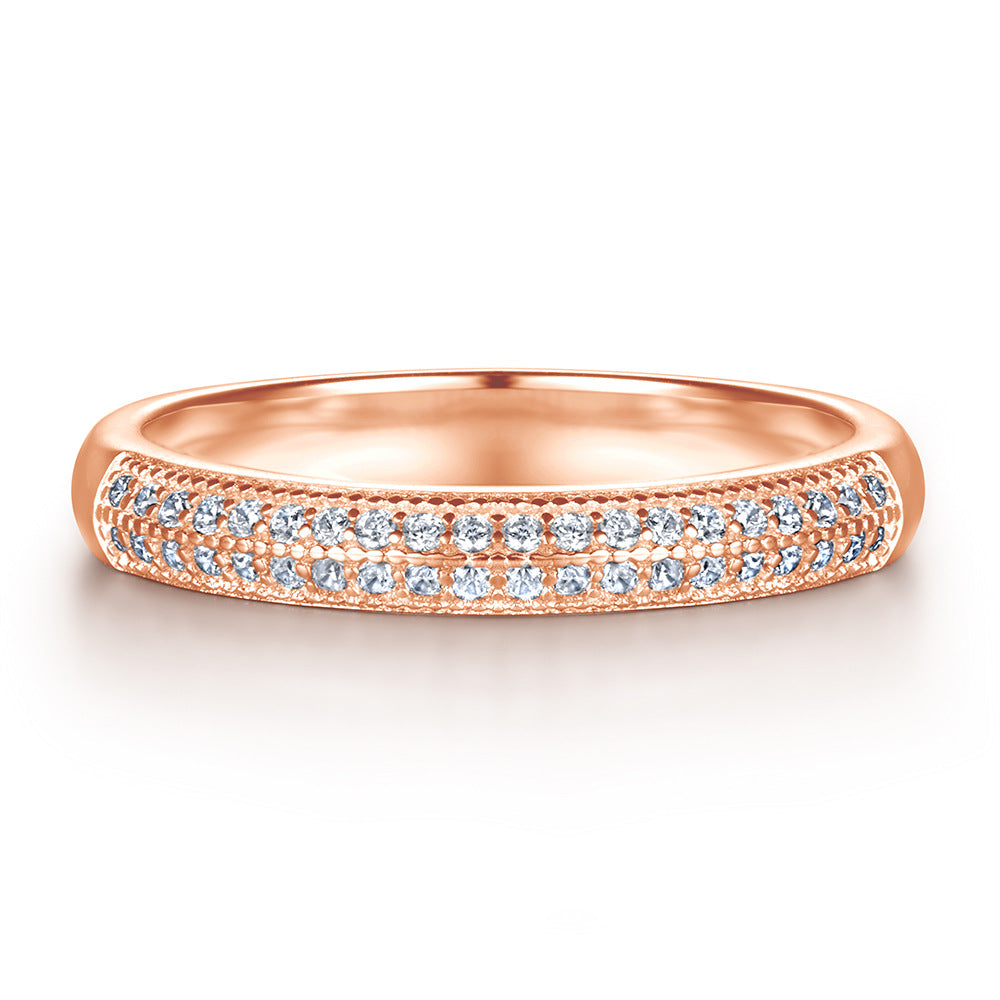 0.8-Carat Round Cut Simulated Diamond Wedding Set in White Gold & Rose Gold-Plated Sterling Silver