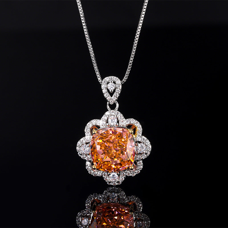 Simulated Cushion-Cut Diamond Jewelry Set in White Gold-Plated Copper