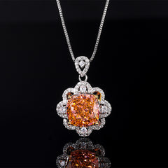 Simulated Cushion-Cut Diamond Jewelry Set in White Gold-Plated Copper