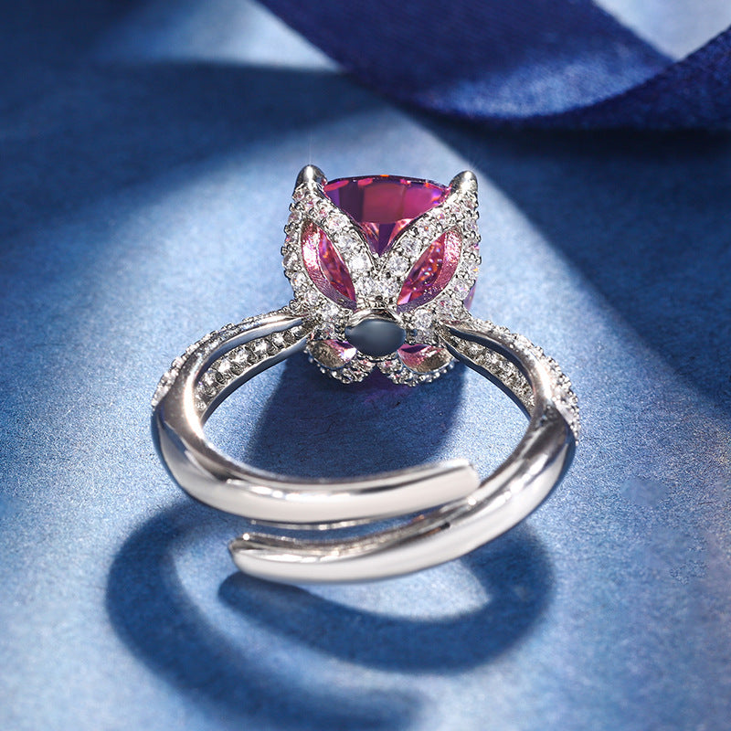 4.0-Carat Cushion Cut Purple, Pink, and Yellow Simulated Diamonds Adjustable Engagement Ring