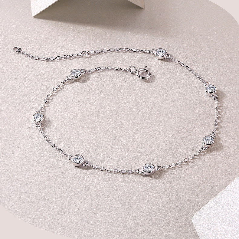 Moissanite Bubble Bracelet in Sterling Silver with White Gold Plating with GRA Certificate