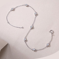 Moissanite Bubble Bracelet in Sterling Silver with White Gold Plating with GRA Certificate