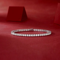 Moissanite Tennis Bracelet in White Gold Plated Sterling Silver with GRA Certificate