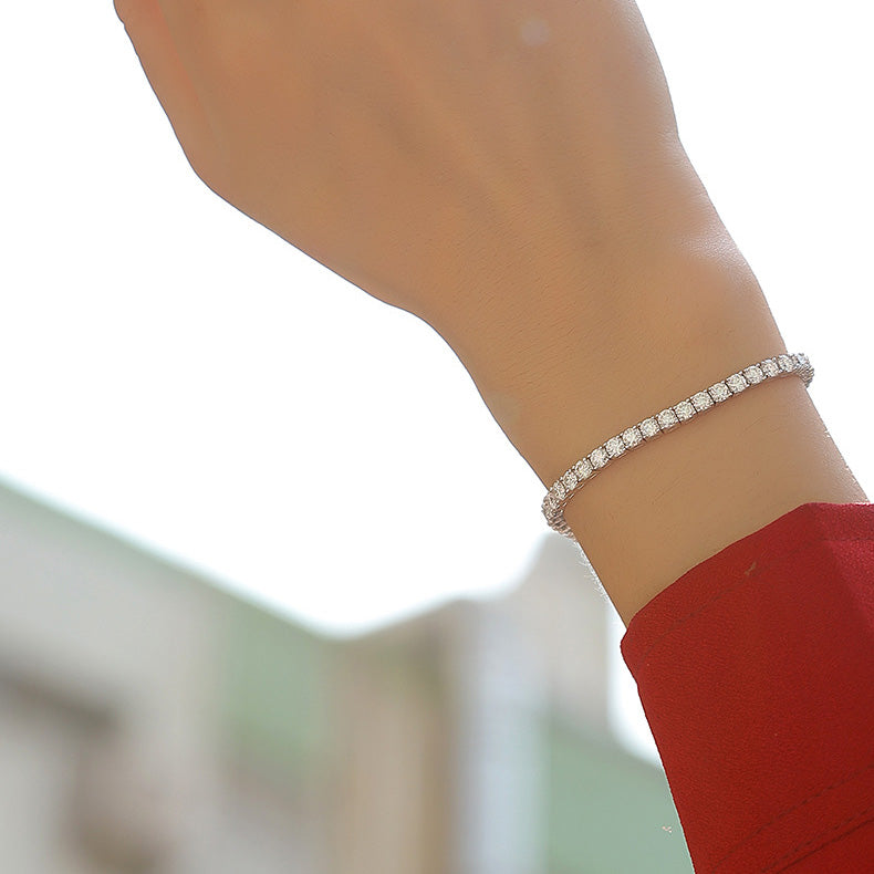 Moissanite Tennis Bracelet in White Gold Plated Sterling Silver with GRA Certificate