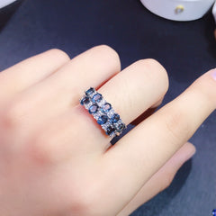 Topaz Oval Cut Wedding Band in Sterling Silver with White Gold Plating