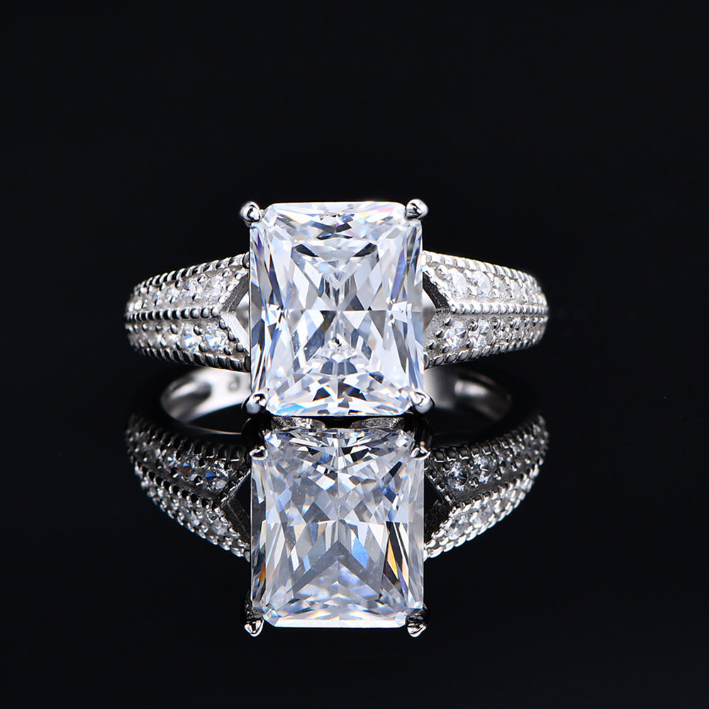 5.6-Carat Radiant Cut Multi-Color Simulated Diamond Engagement Ring