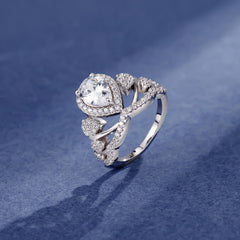 1.2-Carat Pear Cut Simulated Colorless Diamond Engagement Ring in White Gold-Plated Sterling Silver