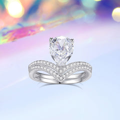 2.0 Carat Pear-Cut Simulated Diamond Wedding Set in Sterling Silver