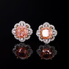 Simulated Cushion-Cut Diamond Jewelry Set in White Gold-Plated Copper