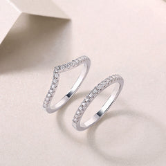 Round Moissanite Stackable Wedding Set in Sterling Silver with Luxe Accents with GRA Certificate
