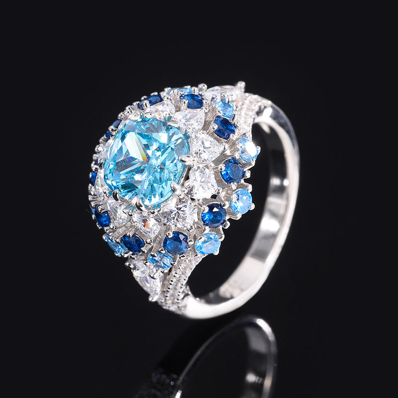 2.0-Carat 8mm Cushion Cut Simulated Aquamarine Engagement Ring