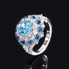 2.0-Carat 8mm Cushion Cut Simulated Aquamarine Engagement Ring