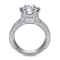 2.0-Carat Round Cut Simulated Diamond Engagement Ring in White Gold-Plated Sterling Silver