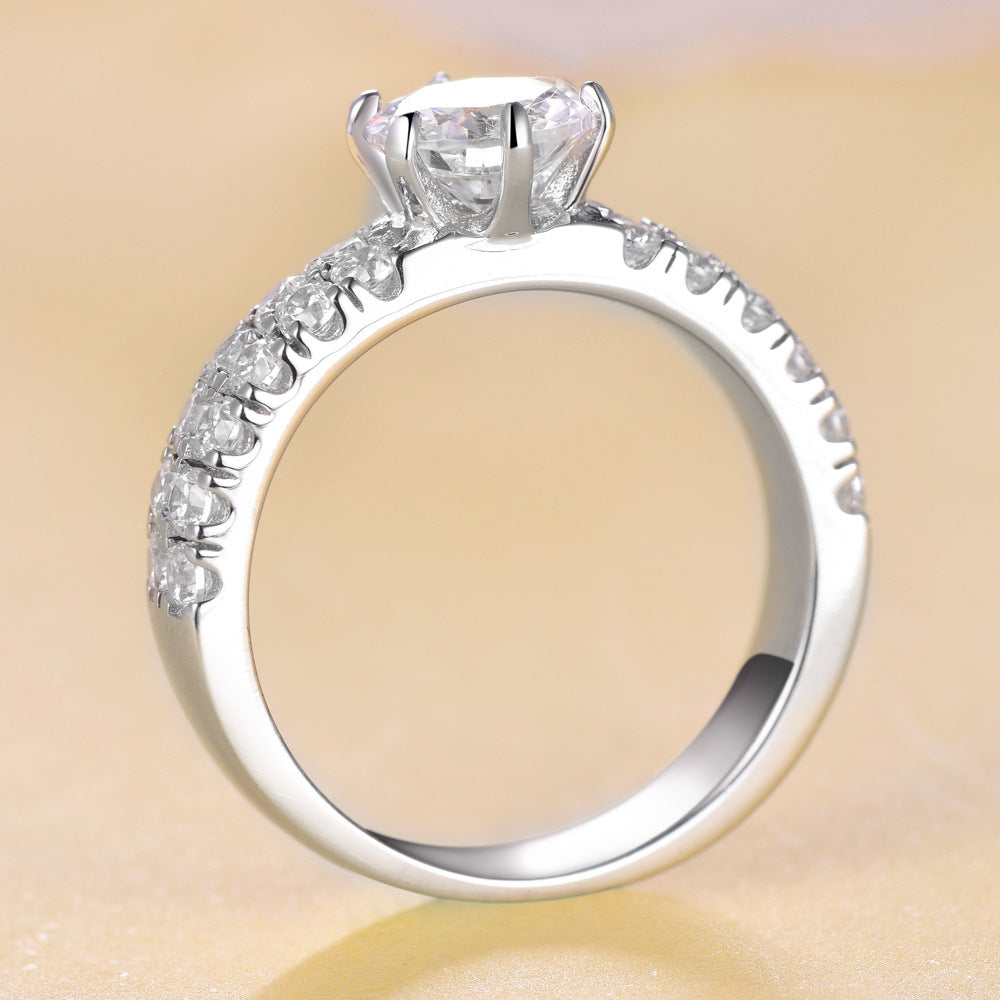 1.0-Carat Round Cut Simulated Diamond Engagement Ring with 6-Prong Setting