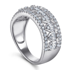 Simulated Diamond Wedding Band in White Gold-Plated Sterling Silver