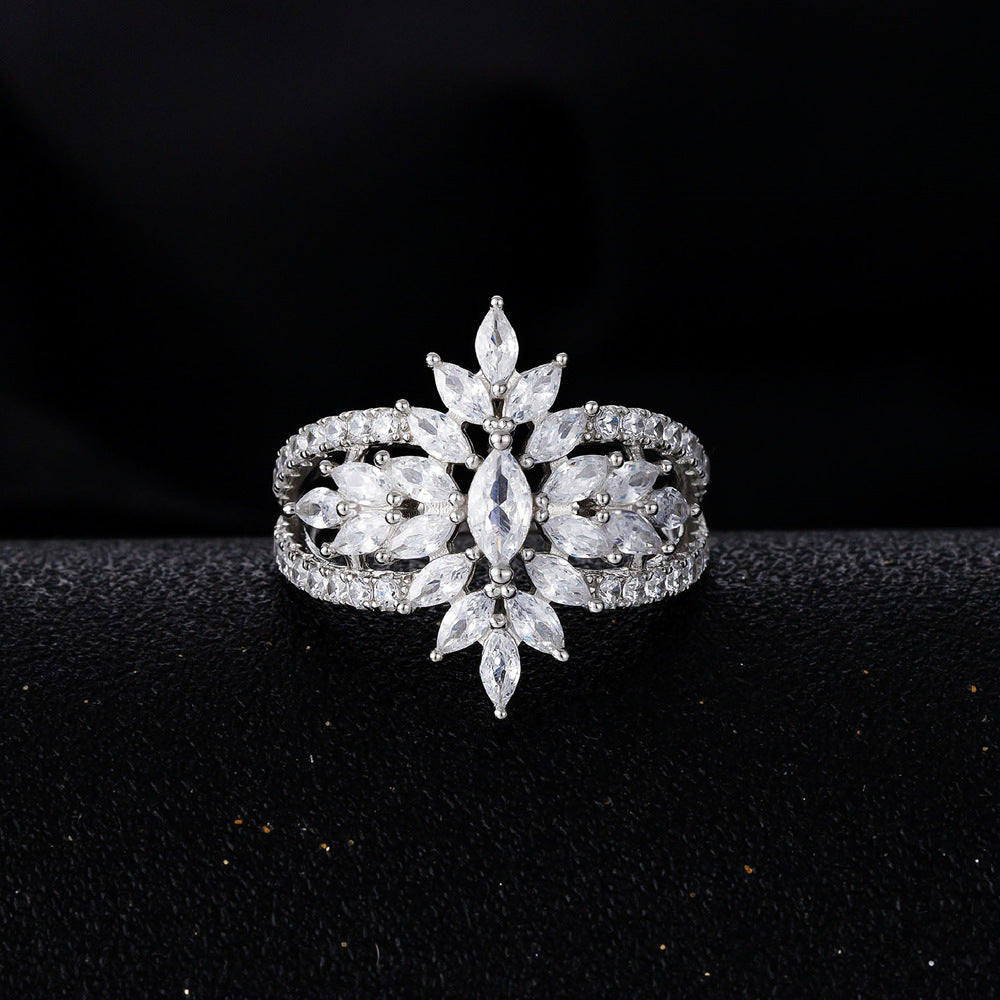 Unique Marquise Cut Simulated Colorless Diamond Engagement Ring