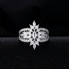 Unique Marquise Cut Simulated Colorless Diamond Engagement Ring
