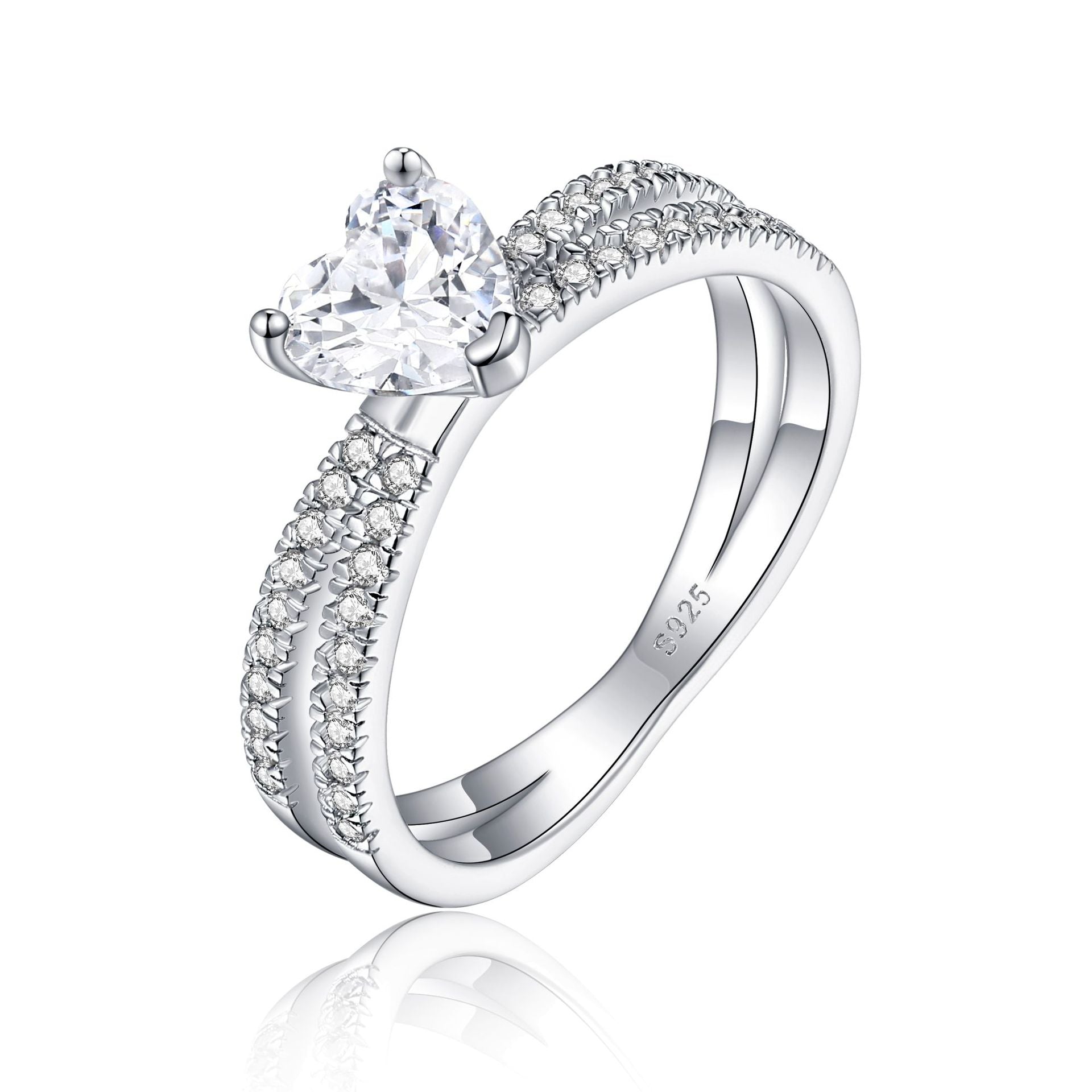 3 Prong 1.0-Carat Heart Cut Colorless Simulated Diamond Engagement Ring