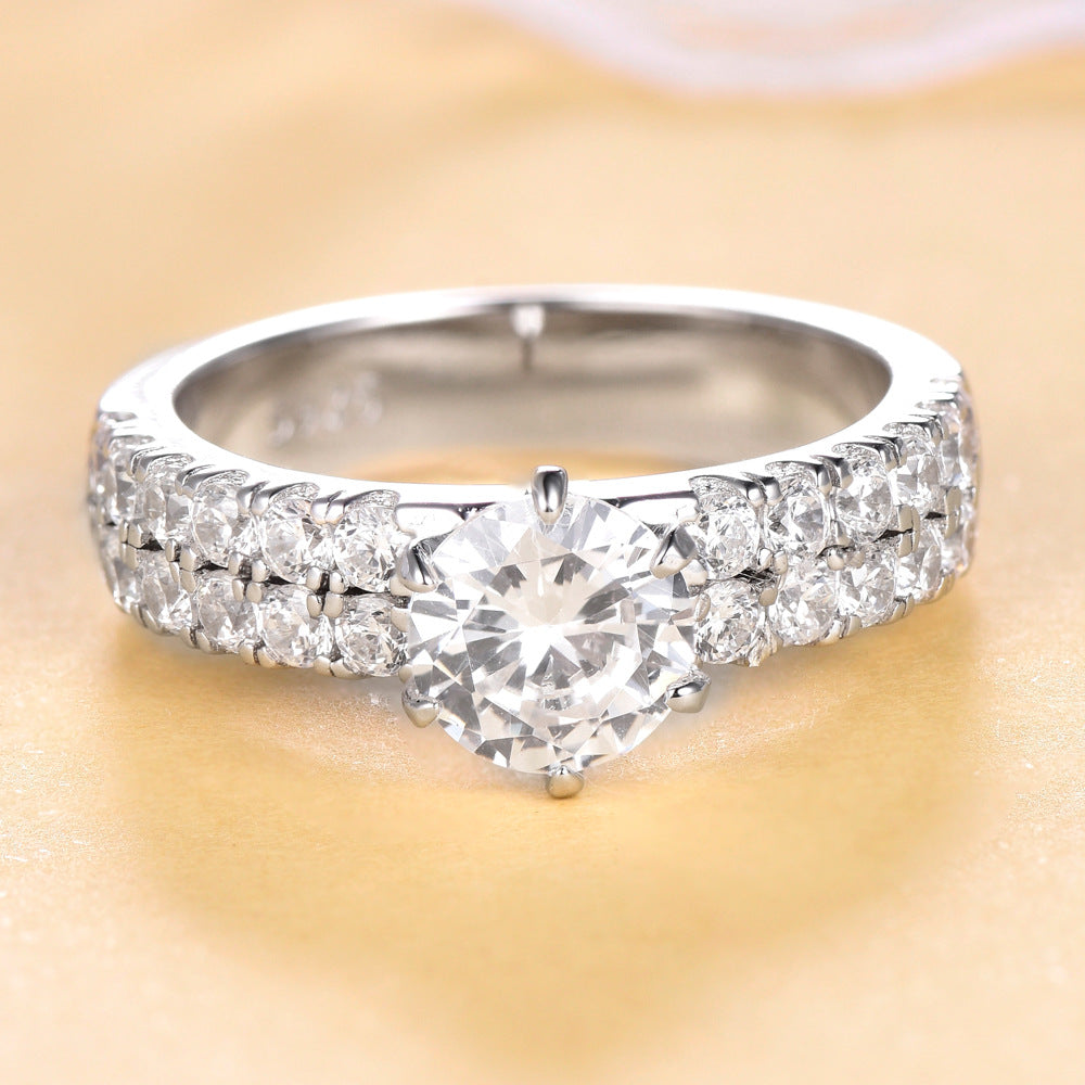 1.0-Carat Round Cut Simulated Diamond Engagement Ring with 6-Prong Setting