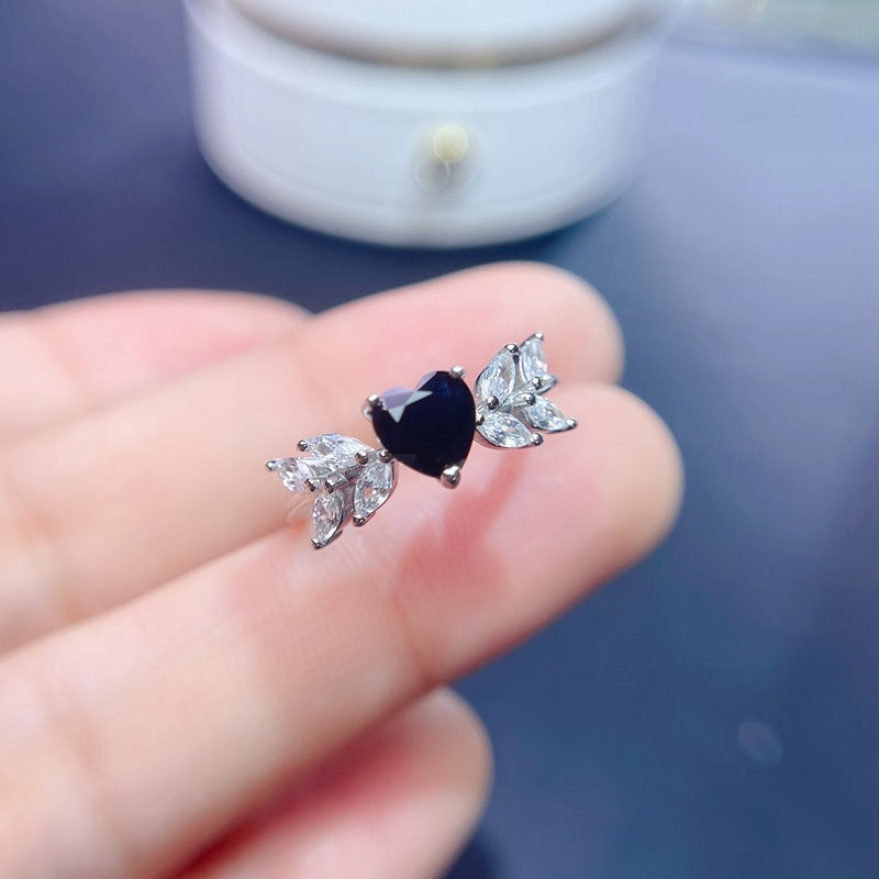 Spinel Heart Cut Engagement Ring in Sterling Silver with White Gold Plating