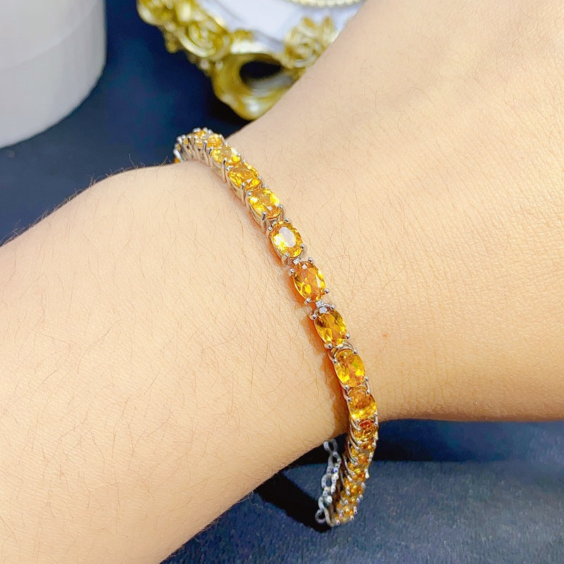 Fresh and Simple Citrine Bracelet in Sterling Silver with 4mm x 6mm Stones