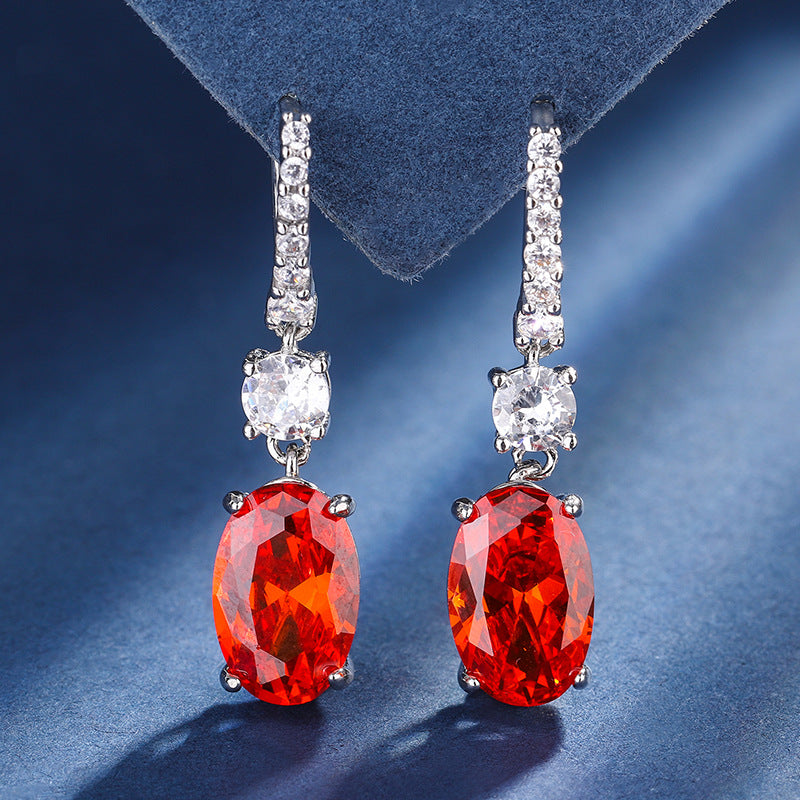 Simulated Gemstone Jewelry Set in White Gold-Plated Copper with Oval-Cut Stones