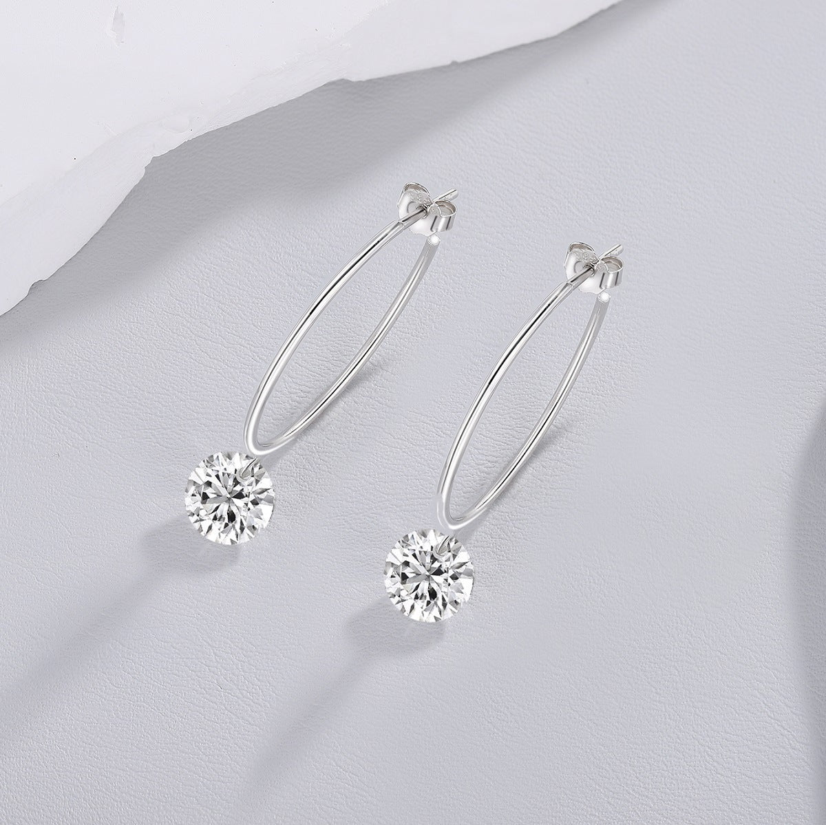 2-Carat Round Moissanite Hoop Earrings in Sterling Silver with GRA Certificate