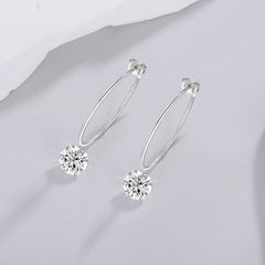 2-Carat Round Moissanite Hoop Earrings in Sterling Silver with GRA Certificate