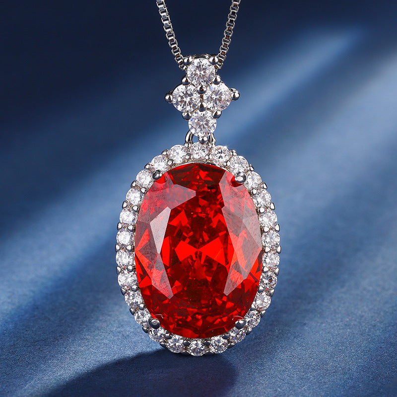 Simulated Gemstone Jewelry Set in White Gold-Plated Copper with Oval-Cut Stones