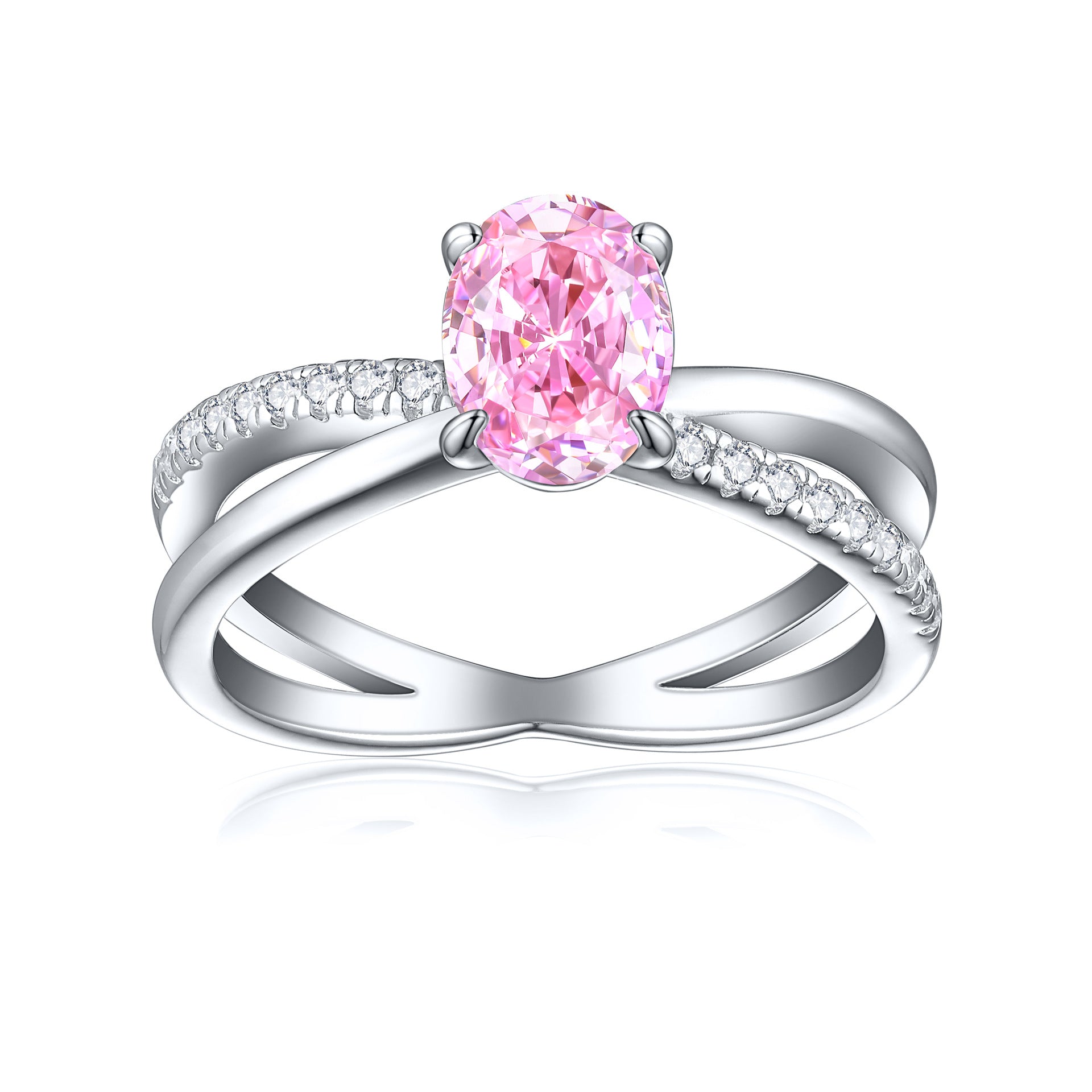 1.5-Carat Oval Cut Simulated Diamond Engagement Ring with Accents and 4-Prong Setting