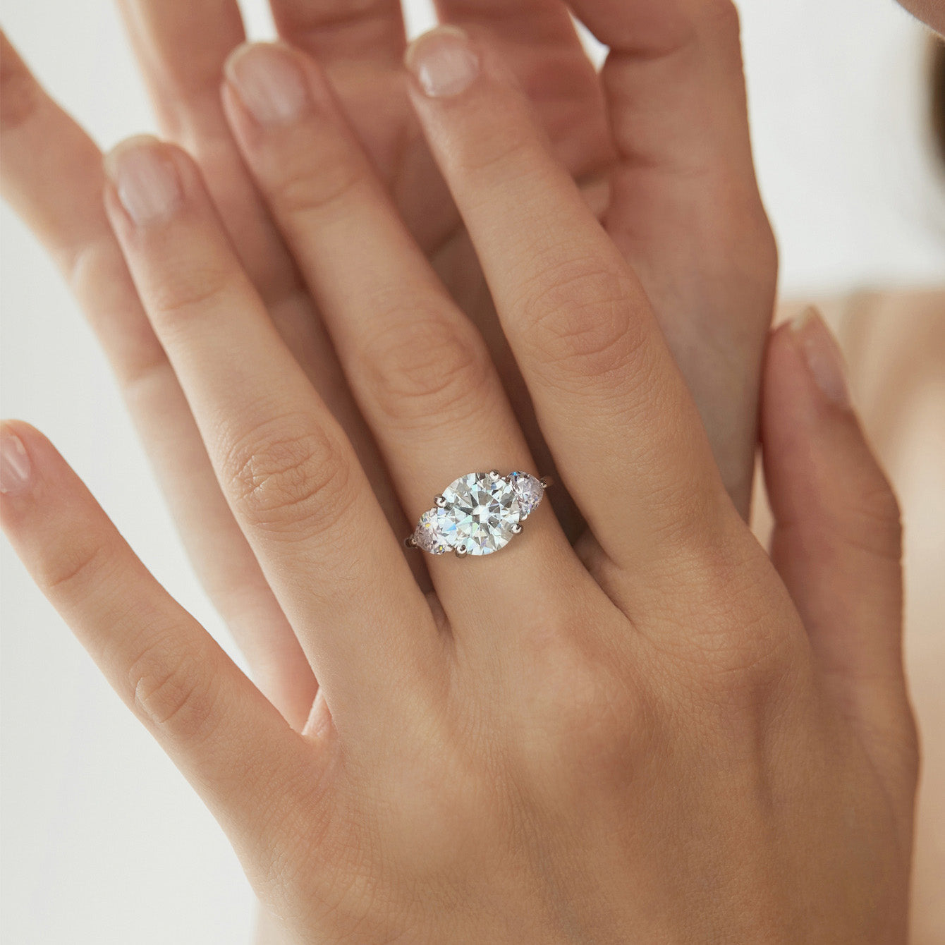 3-Carat Heart-Shaped Moissanite Three-Stone Engagement Ring in Sterling Silver with GRA Certificate